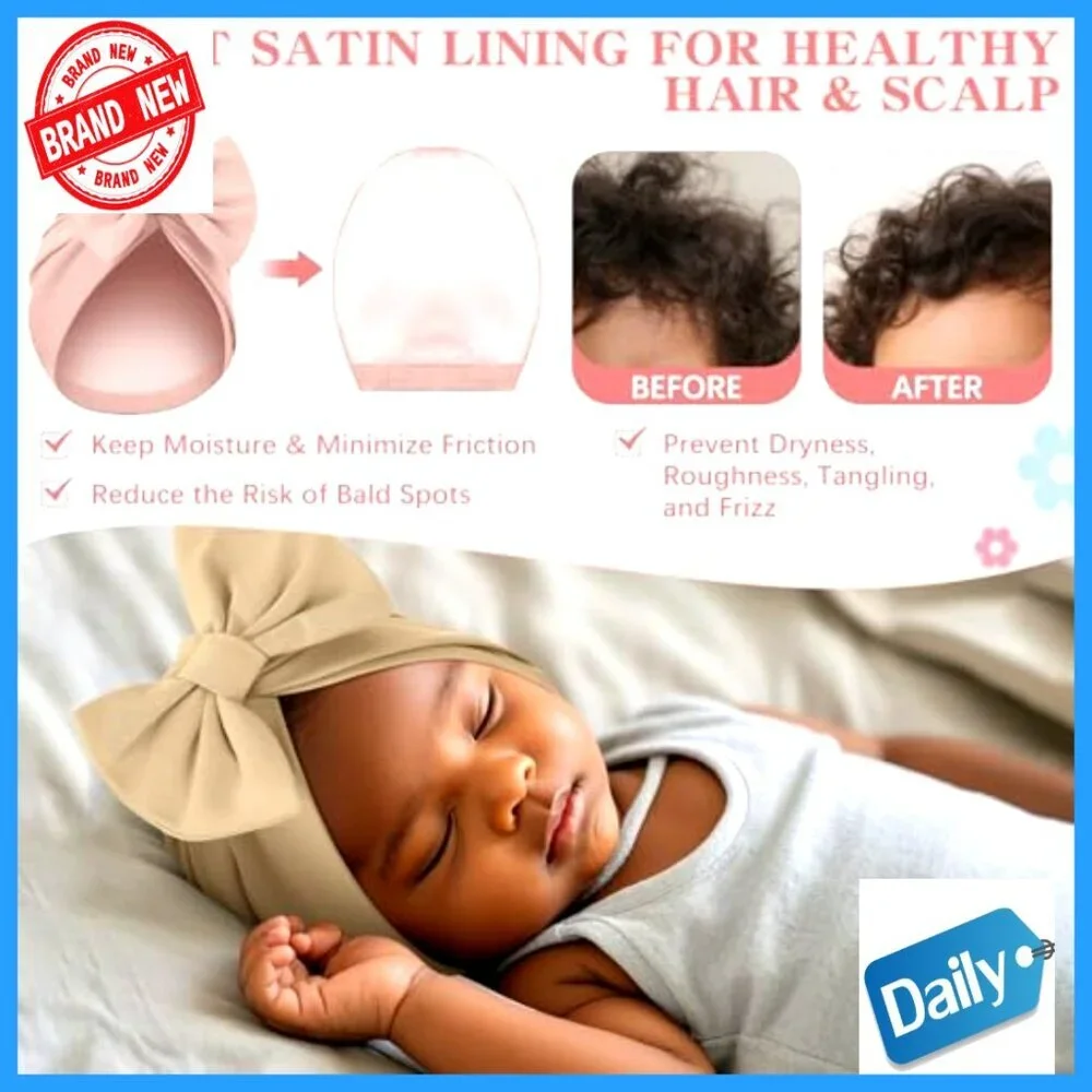 Newborn Satin Bonnet Set 0-6 Months Stretchy Turban Hats with Bow